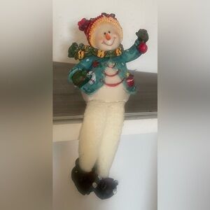 GANZ Snowman with Teal and White Accents Shelf Sitter Christmas Decor